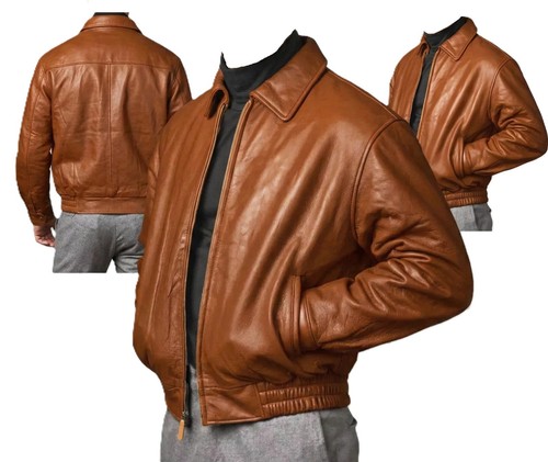 Blouson bomber cuir marron - blouson, en
